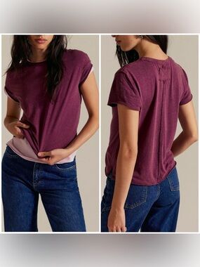 NWT Free People We The Free Nova Tee - violet siren purple - XS